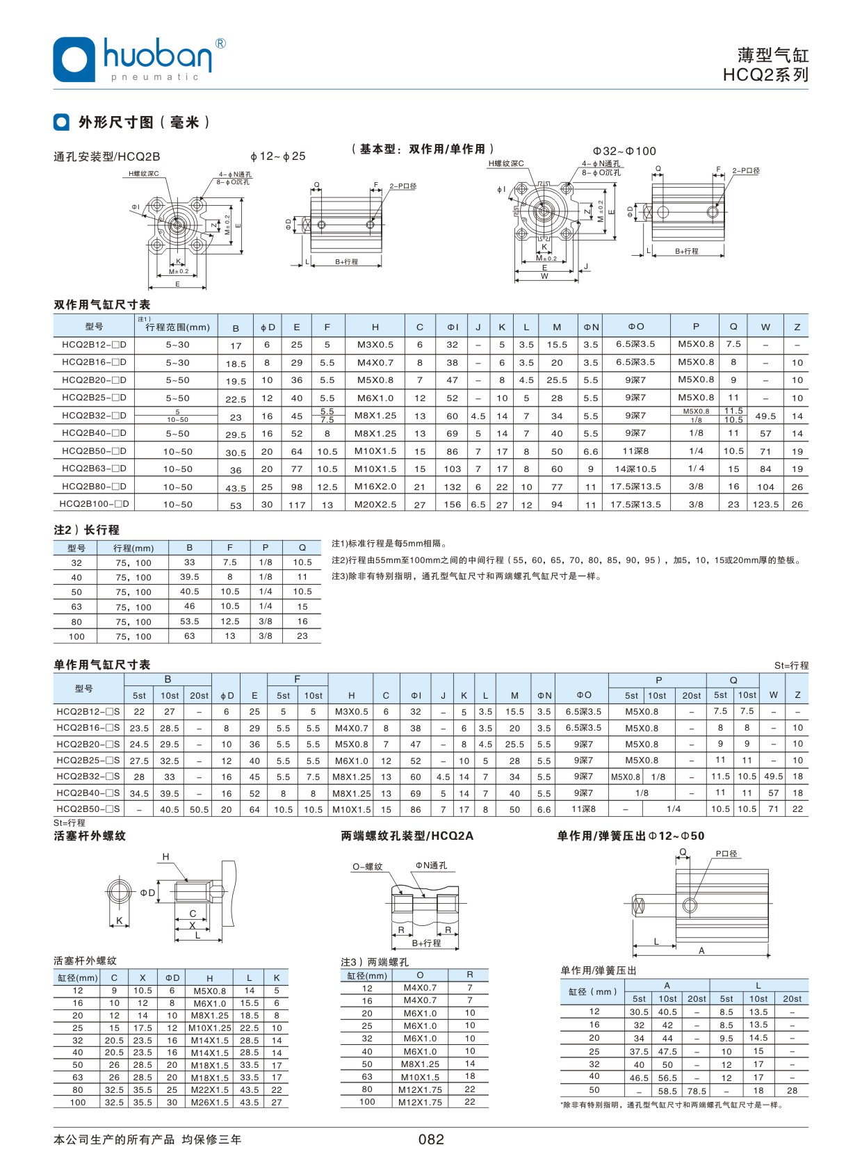 HCQ2薄型气缸，标准型